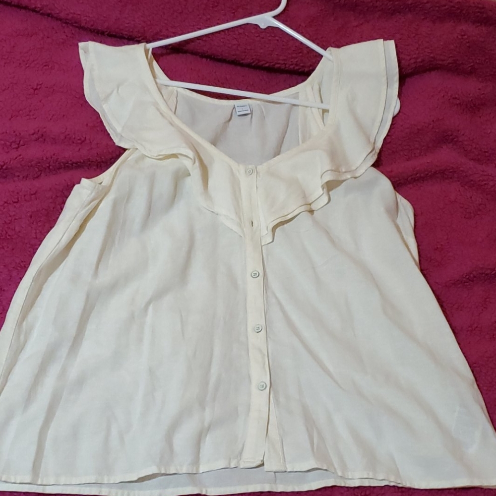 Brand new womens flutter sleeve button up tank top
